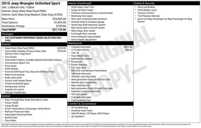 2010 Jeep Wrangler Unlimited Sport