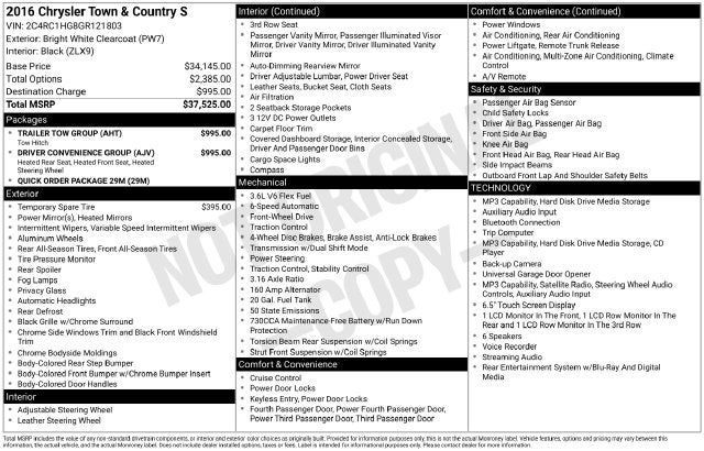 2016 Chrysler Town & Country S