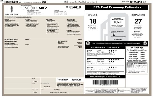 2012 Lincoln MKZ Base