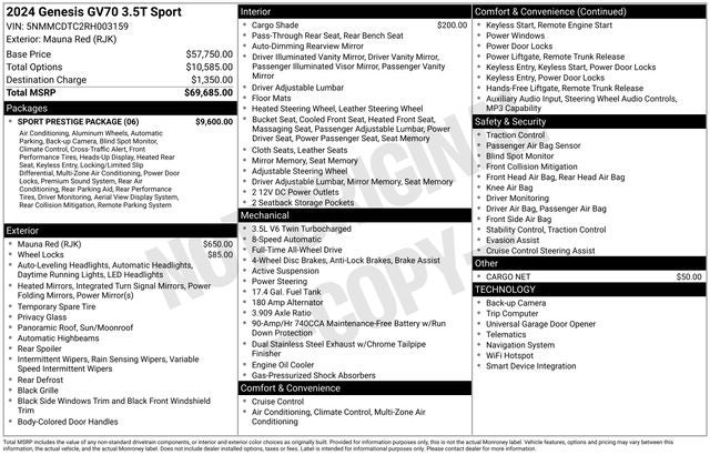 2024 Genesis GV70 3.5T Sport Prestige